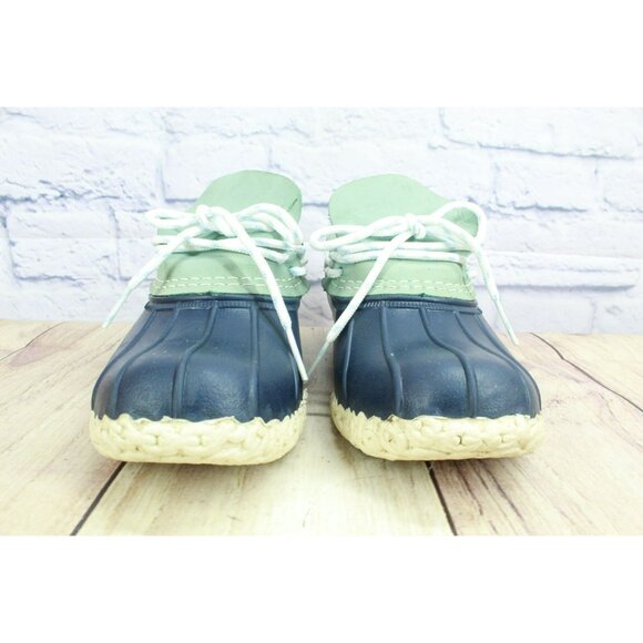 LL Bean Low Duck Boots Blue Rubber Lace Up Unlined Moccasin Size 7 M - Picture 4 of 10